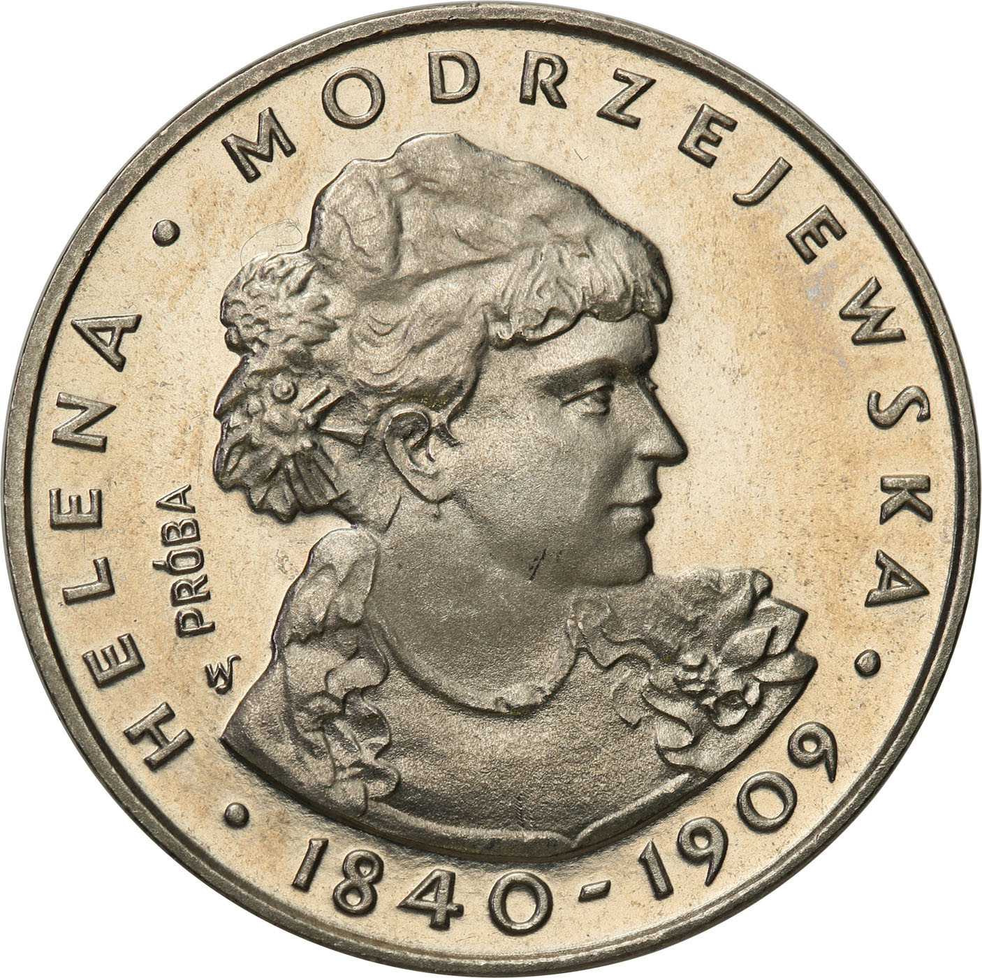 PRL. PRÓBA Nikiel 100 złotych 1975 – Helena Modrzejewska